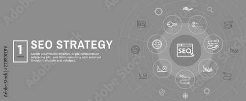 SEO Strategy - Search engine optimization concept - keywords, etc