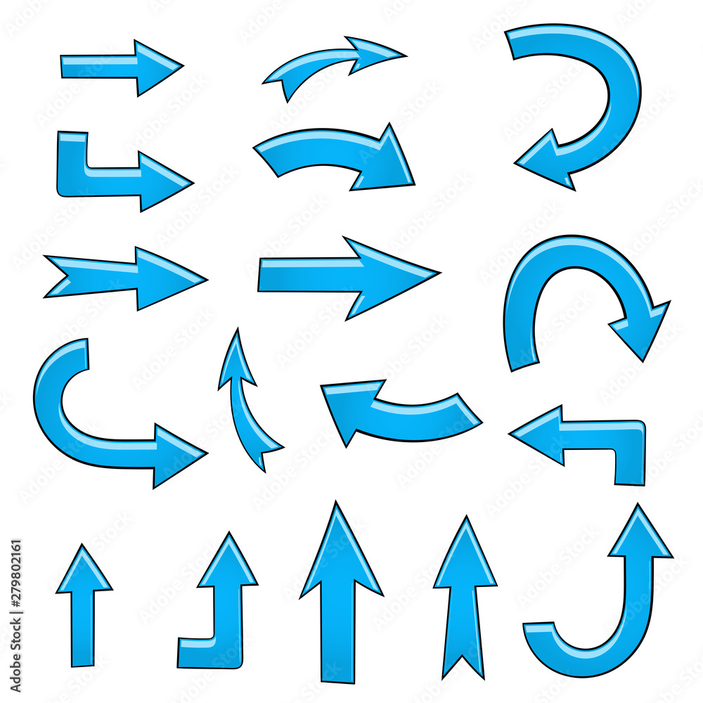 Arrows. Blue hand drawn sketch. Collection Arrows. Blue hand drawn sketch. Collection