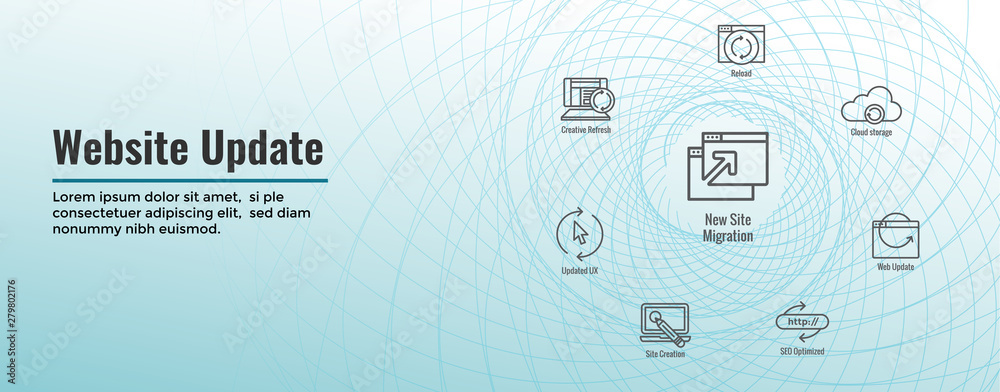 Website Update Icon Set with Web Header Banner