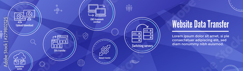 Website Data Transfer Icon Set and Web Header Banner