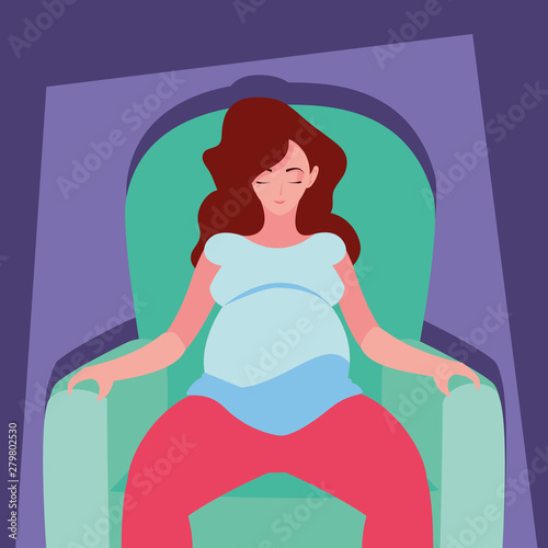 woman pregnant sitting in sofa avatar character