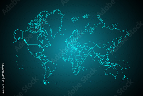 world map digital tech back...
