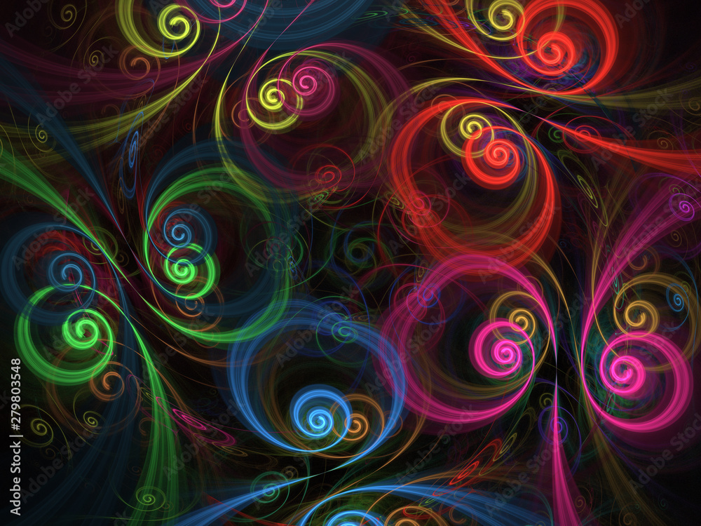 rainbow abstract fractal background 3d rendering illustration