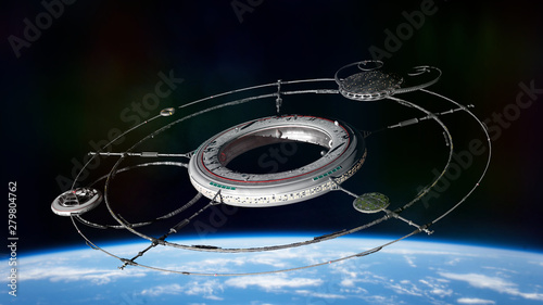 Fototapeta Naklejka Na Ścianę i Meble -  space station in orbit of planet Earth 