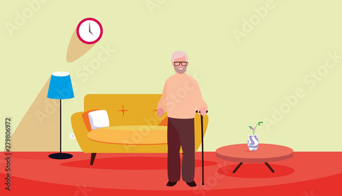 grandpa standing in the living room home