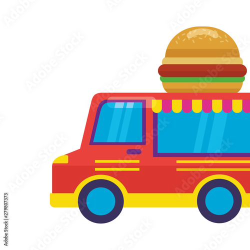 food truck park burger on roof