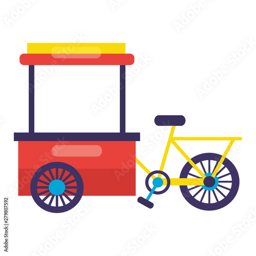 bicycle food cart on white background