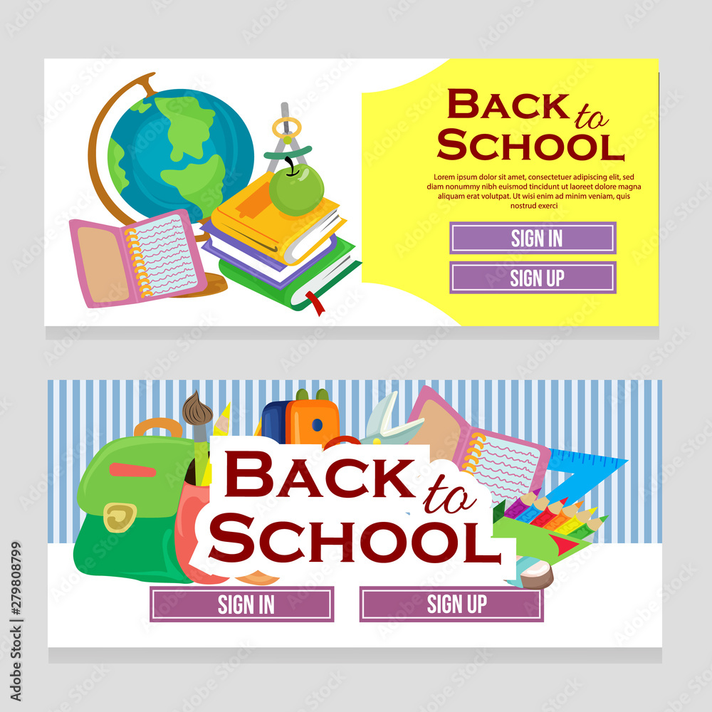 colorful web banner school theme with school element colorful web banner school theme with school element