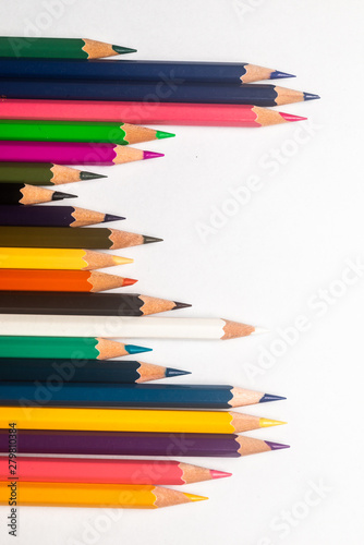 Diversity concept. Colored Pencils on isolated white backround