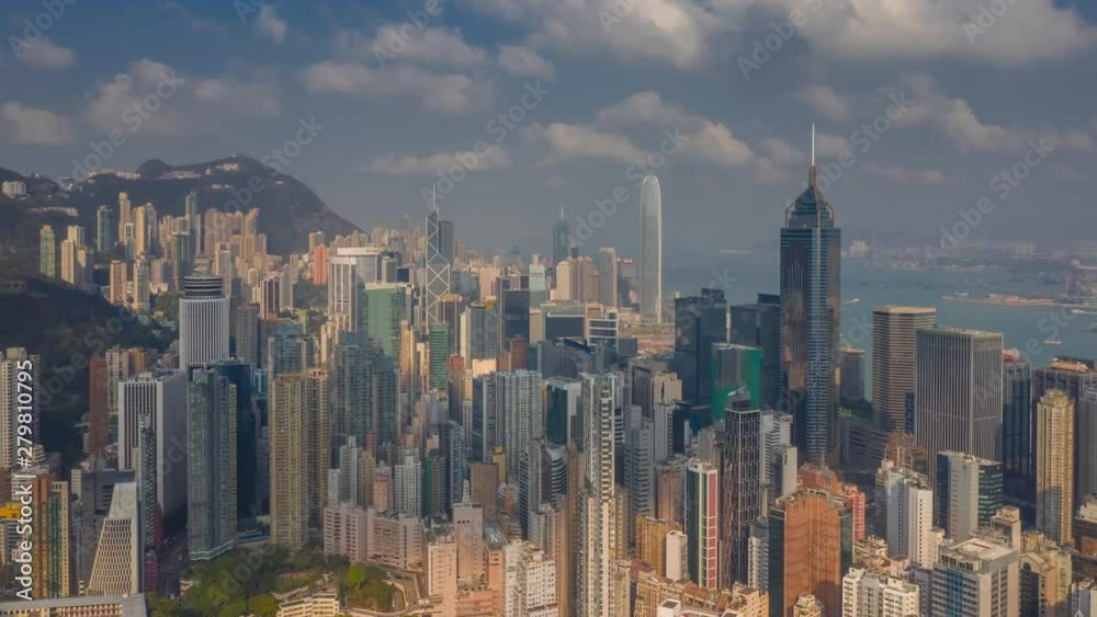 sunny day flight over hong kong city downtown aerial panorama 4k timelapse sunny day flight over hong kong city downtown aerial panorama 4k timelapse