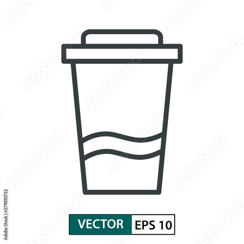 Cup flat icon vector. Line style. Isolated on white. Vector Illustration EPS 10