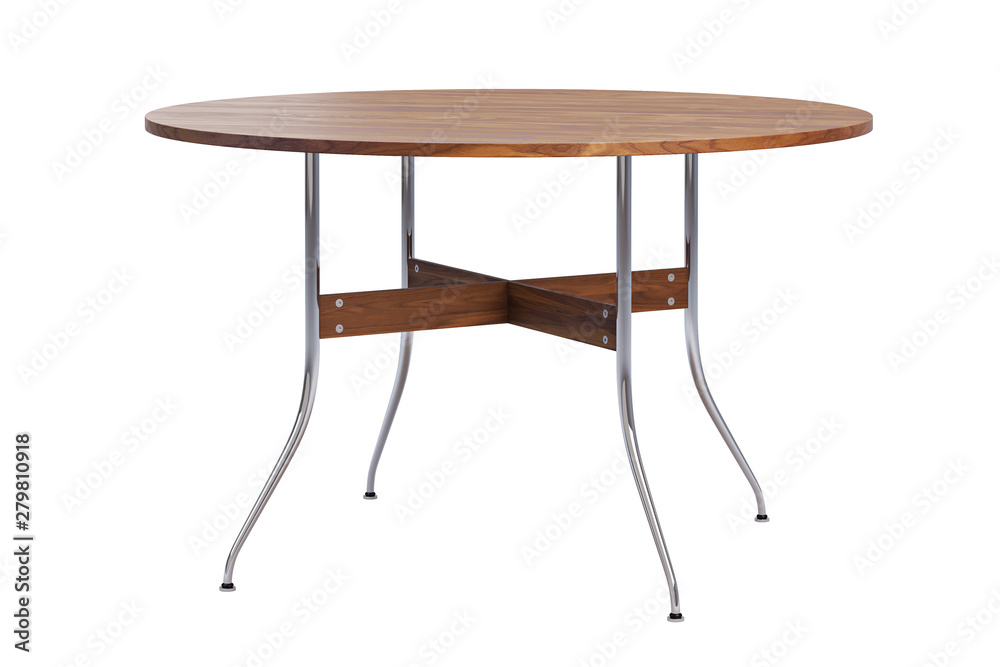 Mid century round dinning table. 3d render Mid century round dinning table. 3d render