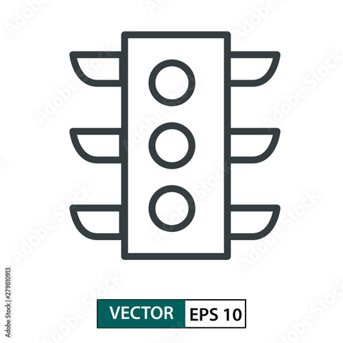 Trafic light flat icon vector. Line style. Isolated on white. Vector Illustration EPS 10