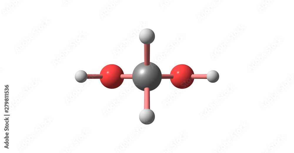 Methylene glycol molecular structure isolated on white Methylene glycol molecular structure isolated on white