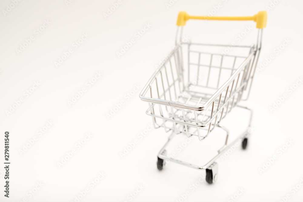 mini trolley or shopping cart on white background