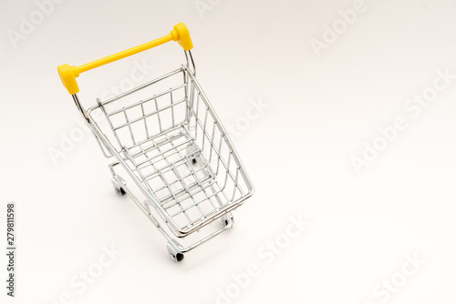 mini trolley or shopping cart on white background