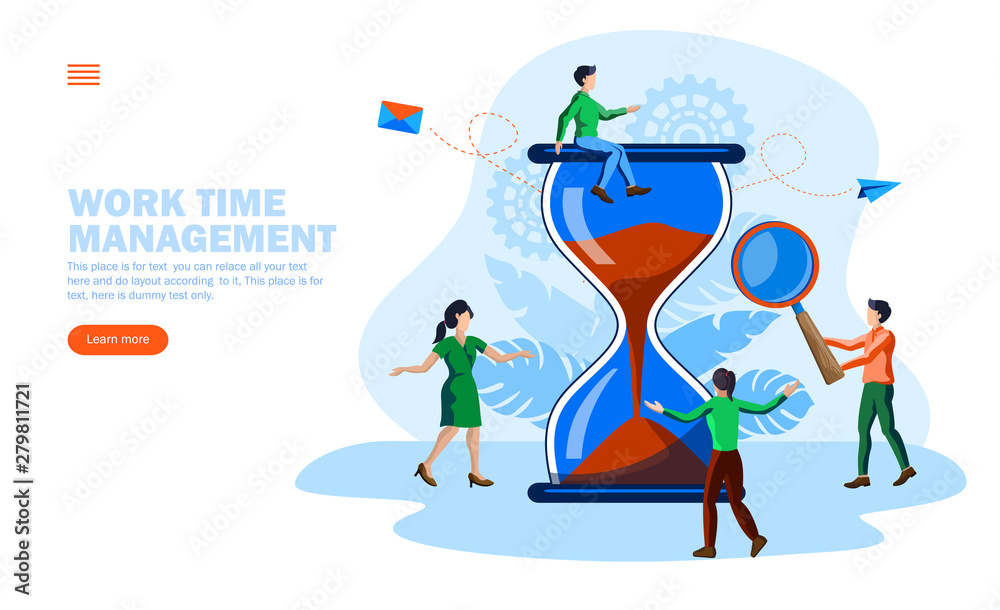 team work for time management concept vector illustration