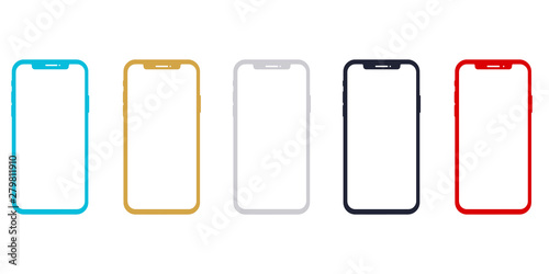 iPhone X smartphone mockup frame template. iPhone smartphone mockups vector.