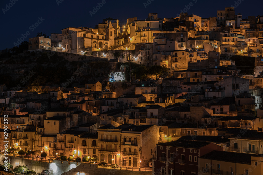 Night view of Ragusa Ibla by night in Sicily, south Italy