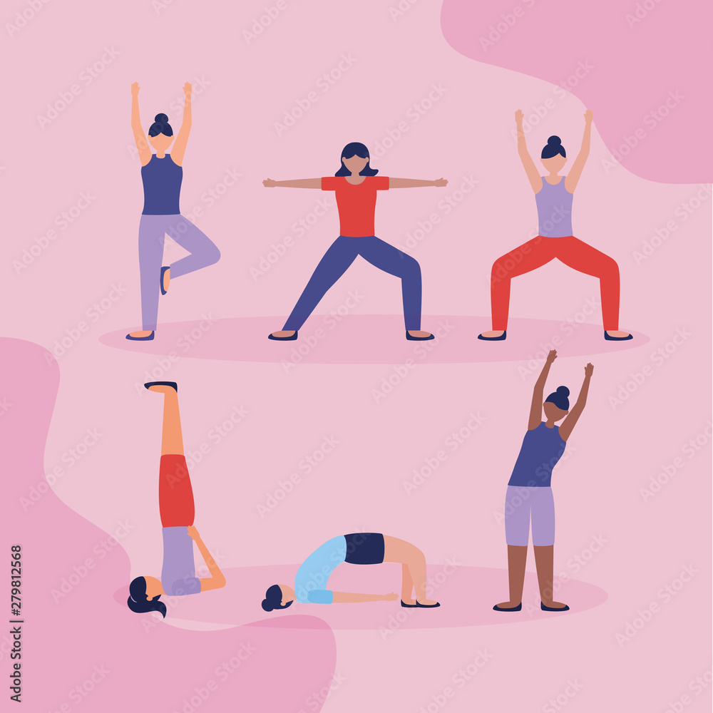 Fototapeta premium people yoga outdoor flat design image
