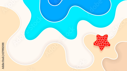 Abstract Beach Background Paper Style Summer Holiday Vector