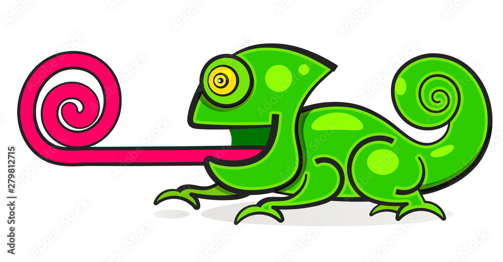 Chameleon Lizard Rainbow Color Cartoon Character Illustration Chameleon Lizard Rainbow Color Cartoon Character Illustration