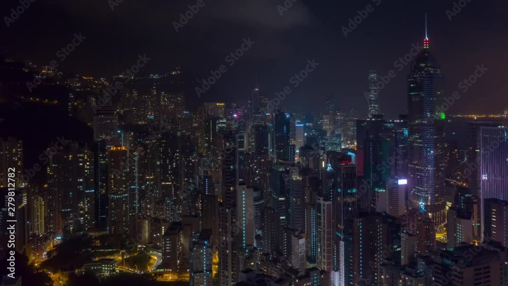 flight over hong kong city downtown night illuminated aerial panorama 4k timelapse flight over hong kong city downtown night illuminated aerial panorama 4k timelapse