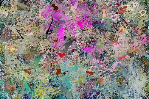Drip abstract painting. Modern American style of painting. Style of drip pain...