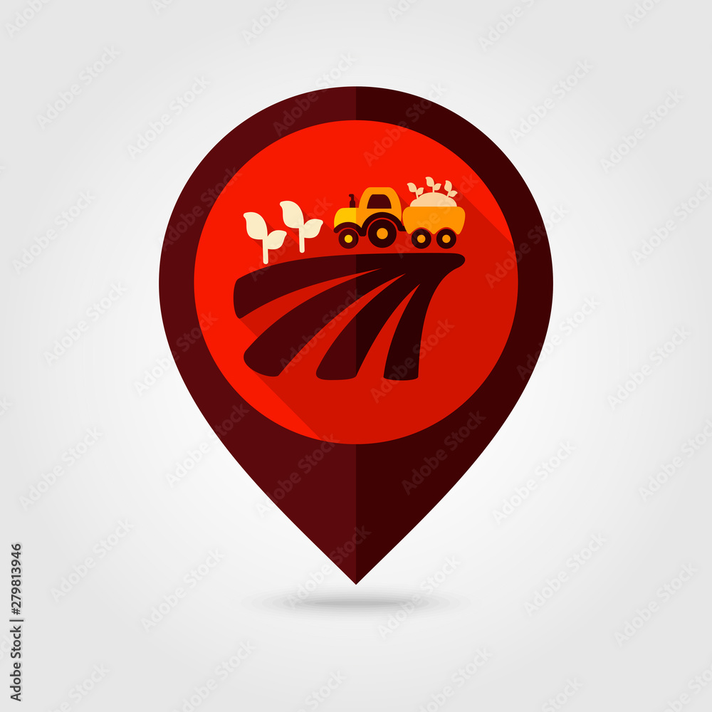 Tractor on field harvest seedling pin map icon Tractor on field harvest seedling pin map icon