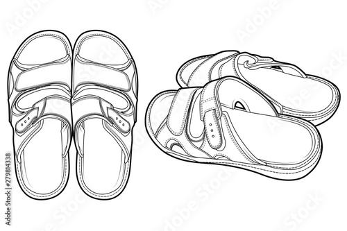 Hand drawn art line sandals