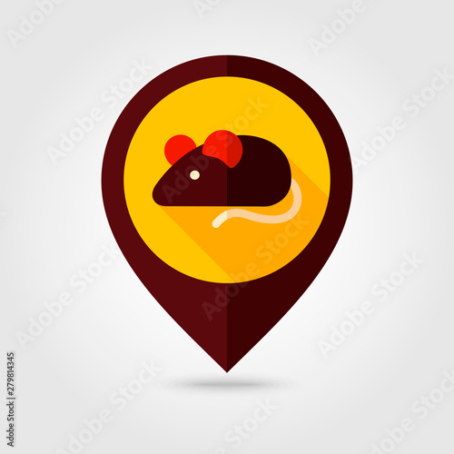 Field mouse flat vector pin map icon