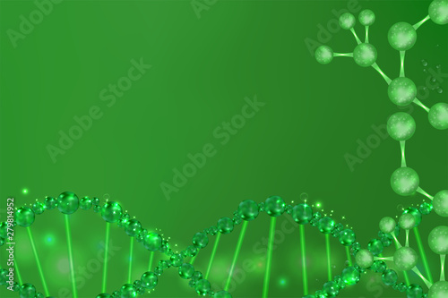 Green DNA background with copy space, illustration vector.