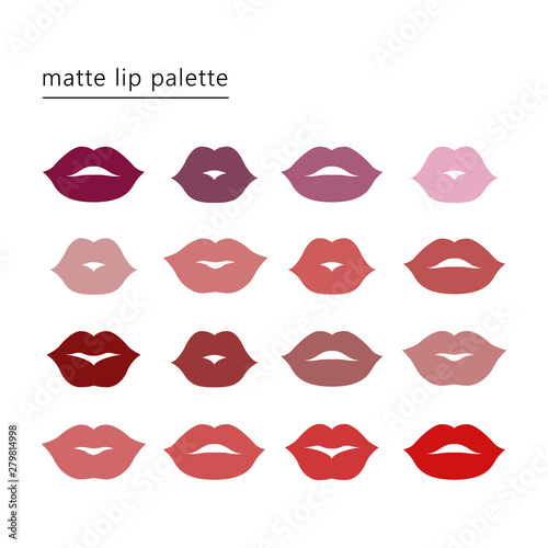 Lipstick color palette. Set of female sexy beautiful lips