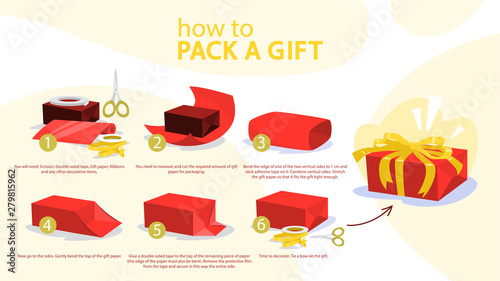 How to wrap a present step-by-step instruction