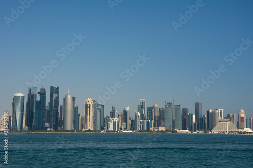 Panorama with modern skyscrapers of Doha
