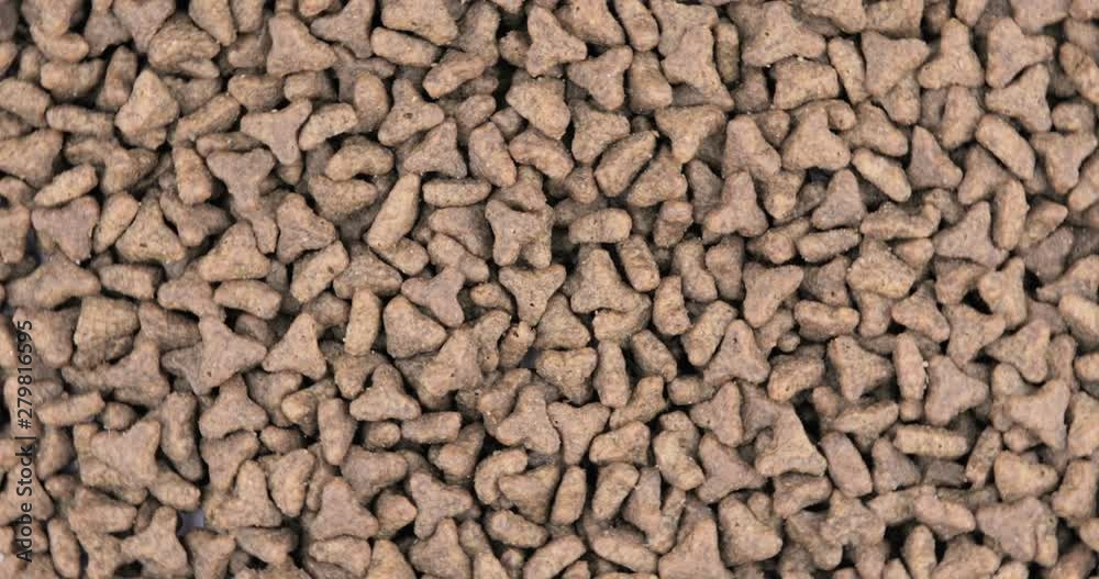 Close-up of pet dry food. Pile of cat or dog pellets Close-up of pet dry food. Pile of cat or dog pellets