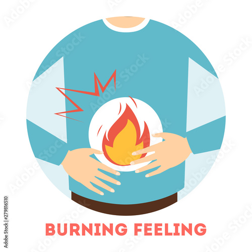 Burning feeling in stomach. Symptom of gastritis