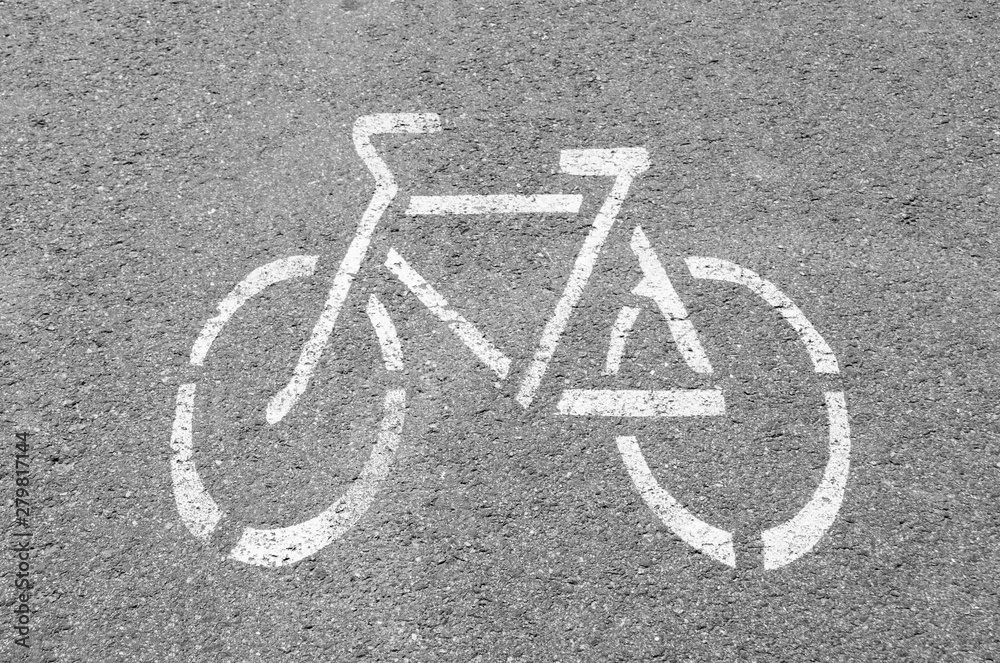 Bike lane. Road sign Bicycle on road.