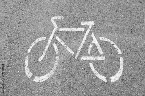 Bike lane. Road sign Bicycle on road.