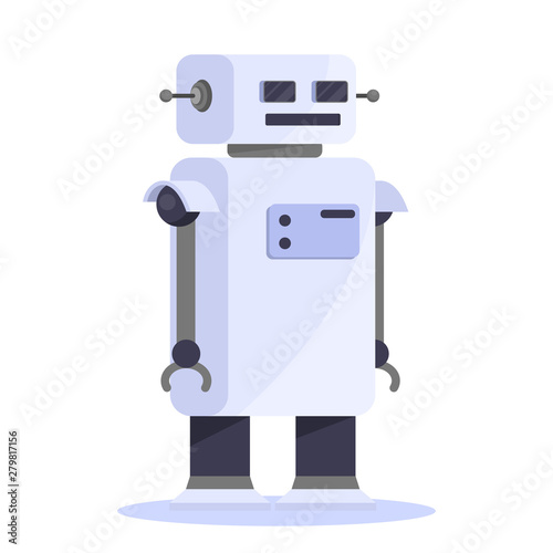 Robot, futuristic character of white color. Idea of automation