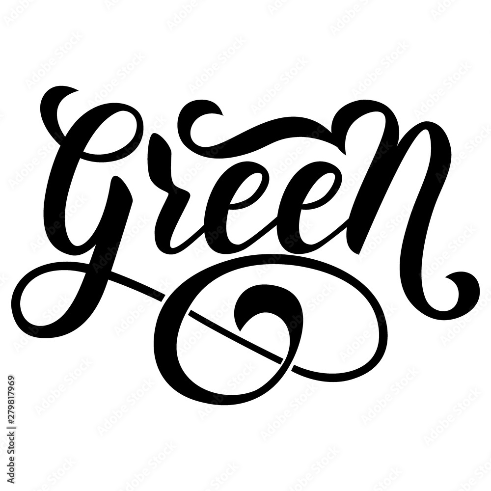 green creative lettering. Script logo design. Vector illustration green creative lettering. Script logo design. Vector illustration