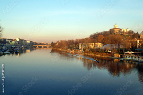 Turin  Piedmont  Italy the Po river that flows into the city