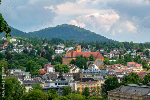 Panoramic view of Baden-Baden, Germany city and the hills