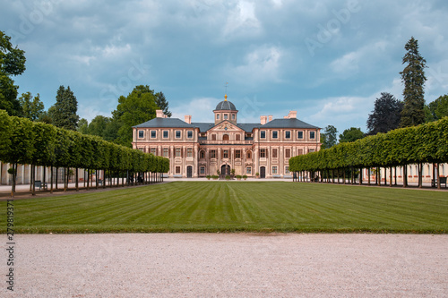 View on Schloss Favorite Rastatt castle and garden in Rastatt, Germany