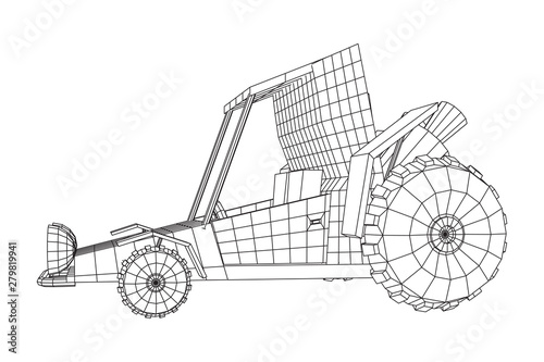 Off road dune buggy car. Terrain vehicle. Outdoor car racing, extreme sport oncept. Wireframe low poly mesh vector illustration