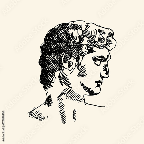 Ancient Greek male profile. Quick pencil sketch.