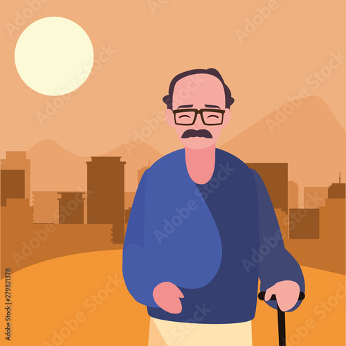 grandfather character portrait outdoors design