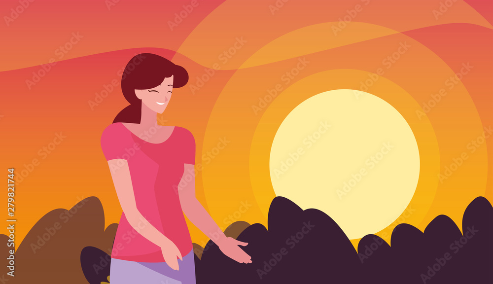 woman standing outdoors sunset landscape