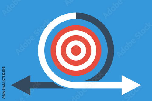 white and gray arrows around target