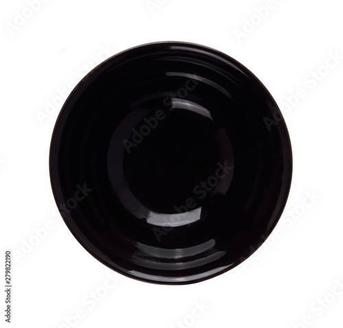 black ceramic plate on white background